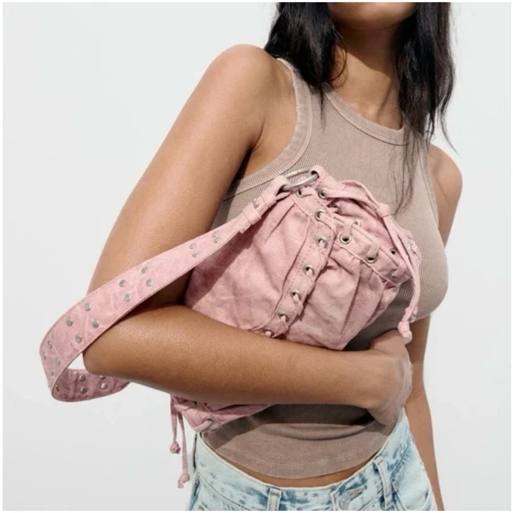 Zara Pink Denim Shoulder Bag